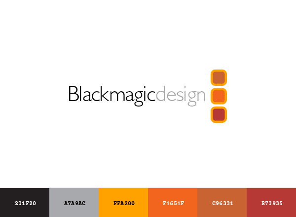 Blackmagic Design brand color palette