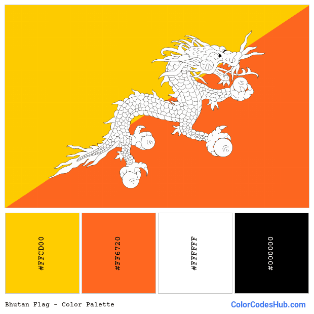 Bhutan flag color palette