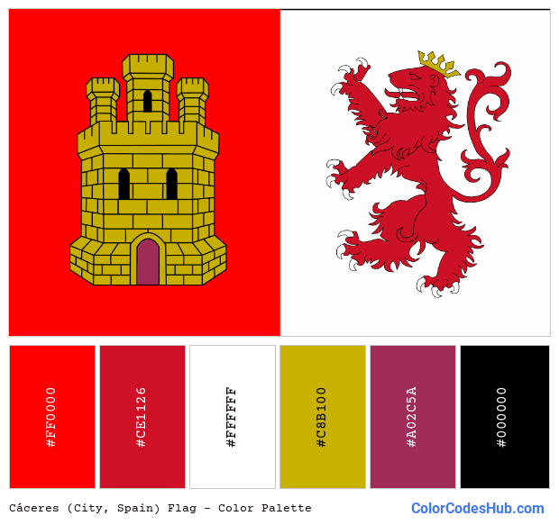 Cáceres (City, Spain) flag color palette
