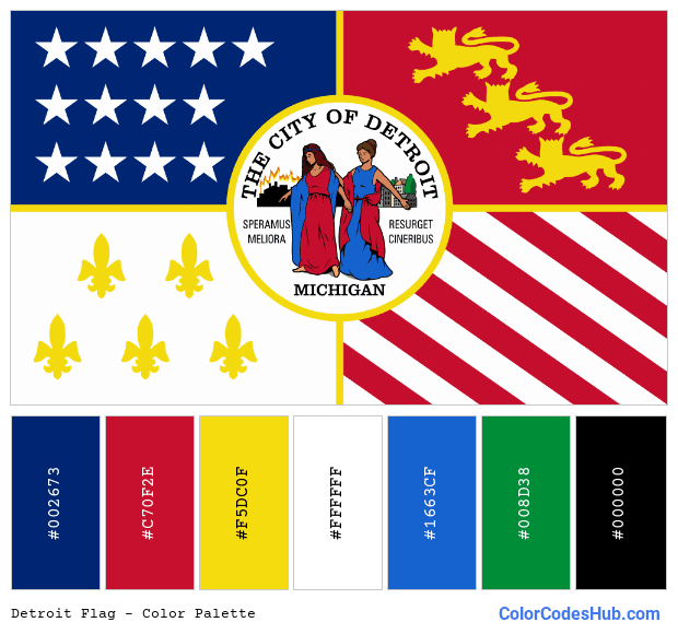 Detroit flag color palette