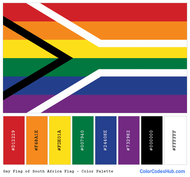 Gay Flag of South Africa flag color palette