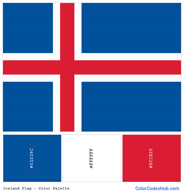 Iceland flag color palette