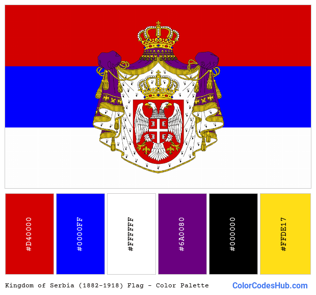 Kingdom of Serbia (1882–1918) flag color palette