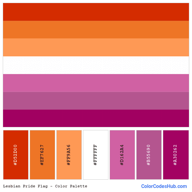 Lesbian Pride flag color palette