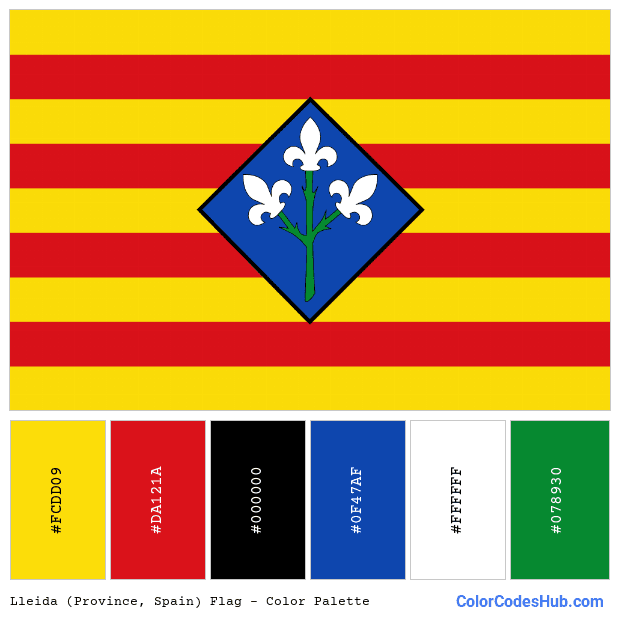 Lleida (Province, Spain) flag color palette
