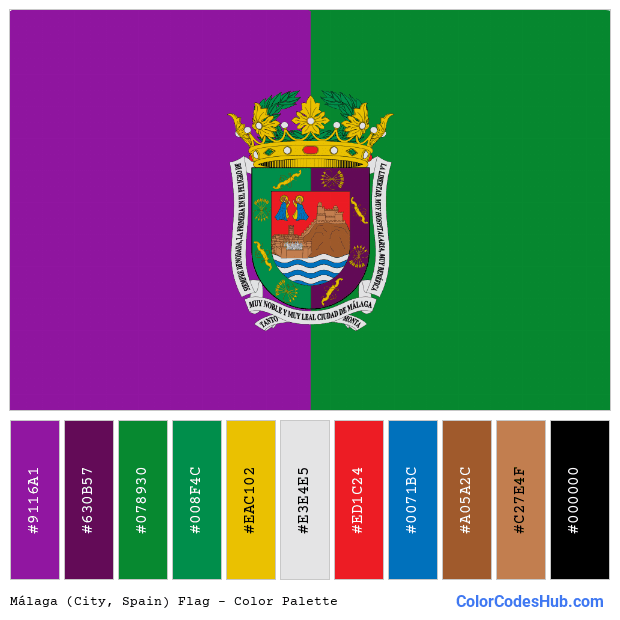 Málaga (City, Spain) flag color palette