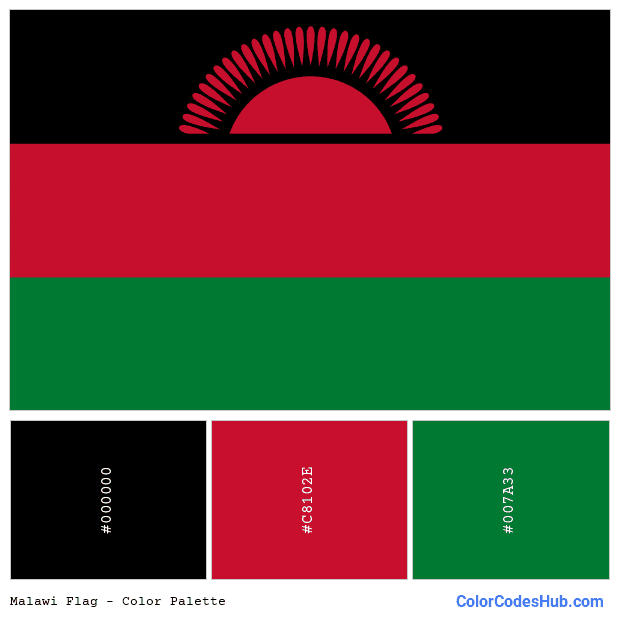 Malawi flag color palette