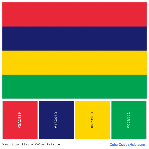 Mauritius flag color palette