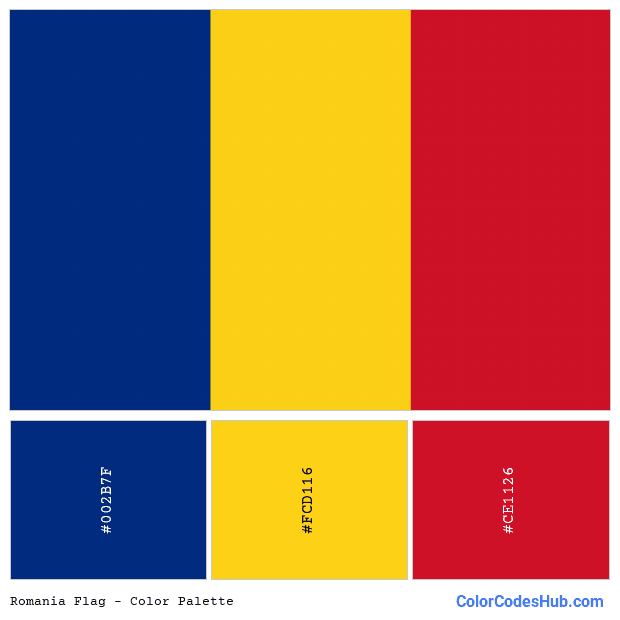 Romania flag color palette