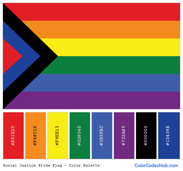 Social Justice Pride flag color palette
