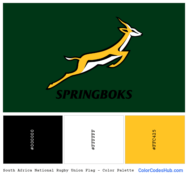 South Africa National Rugby Union flag color palette