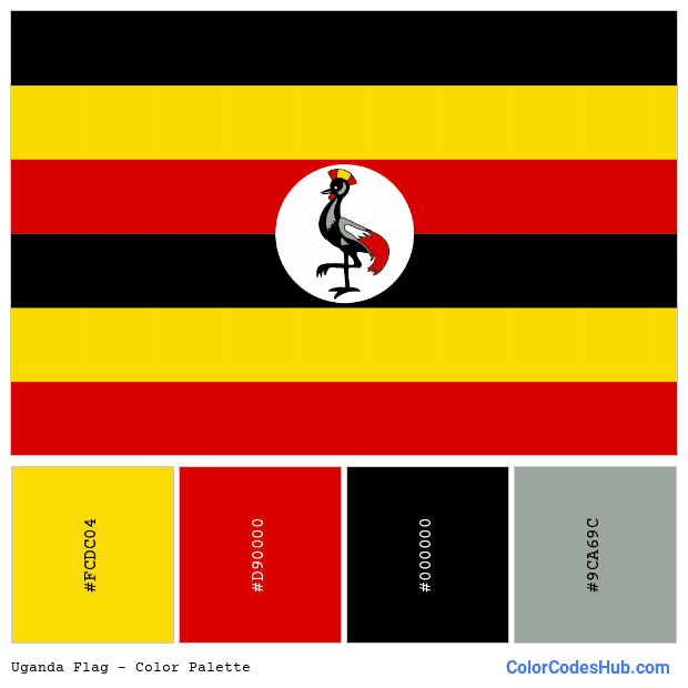 Uganda flag color palette