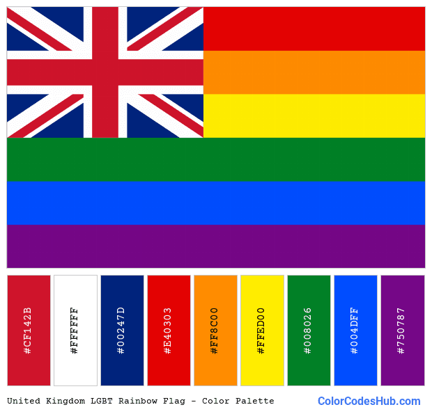 United Kingdom LGBT Rainbow flag color palette