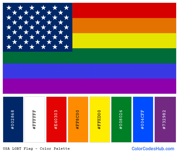 USA LGBT flag color palette