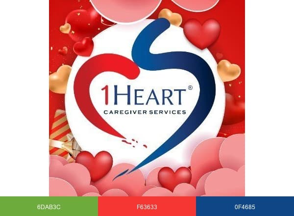 1Heart Cares brand color palette