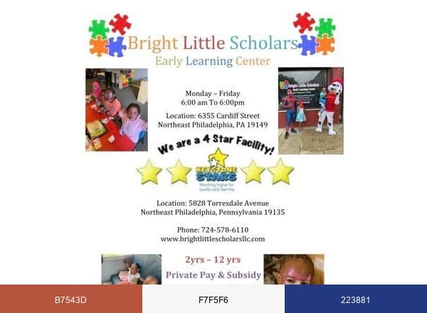 Bright Little Scholars brand color palette