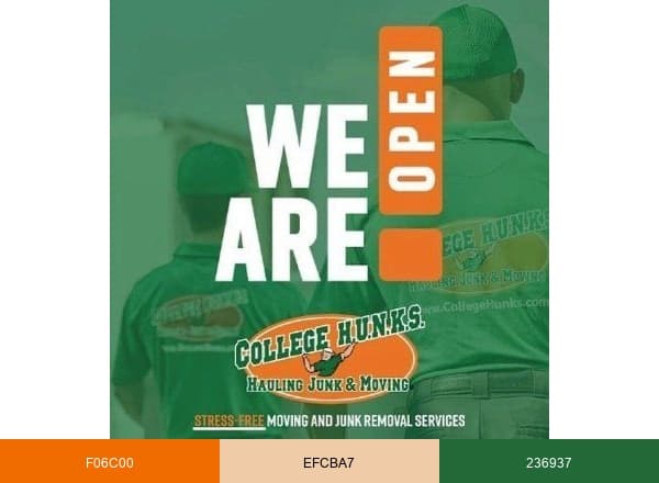 College HUNKS Hauling Junk & Moving brand color palette