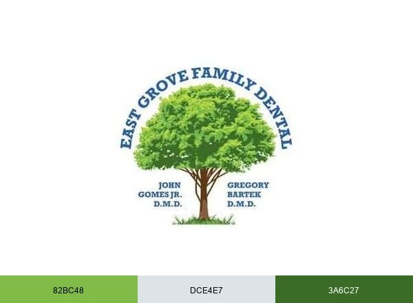 East Grove Family Dental brand color palette