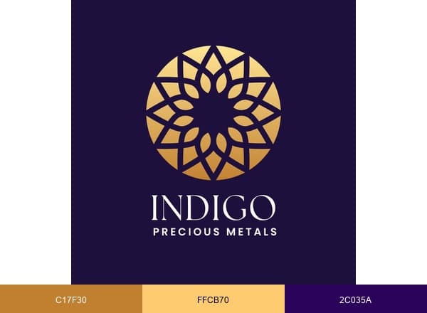 Indigo Precious Metals brand color palette