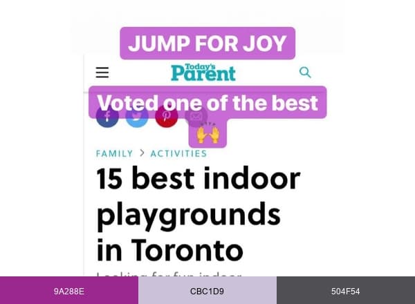Jump for Joy Play Centre | Toronto ON brand color palette