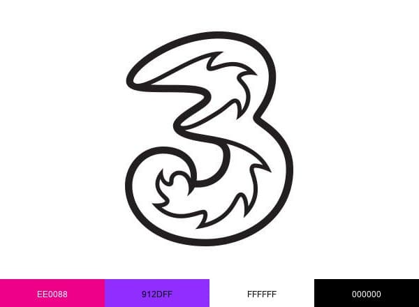 Three Ireland brand color palette