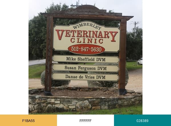Wimberly Vet clinic brand color palette