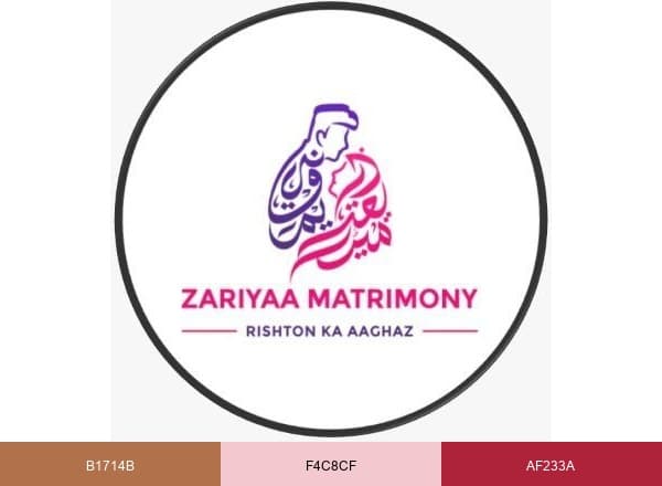 Zariyaa Matrimony brand color palette